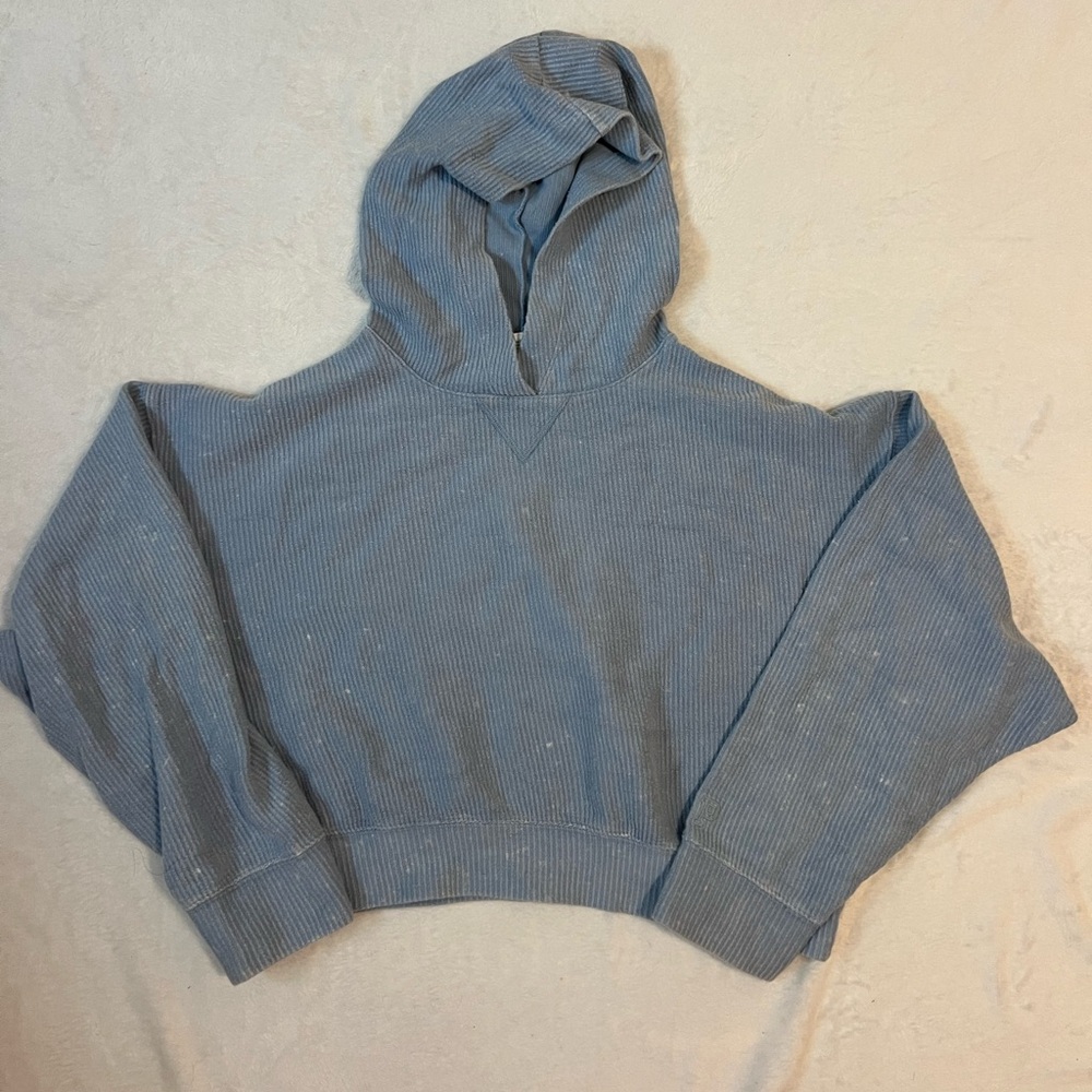 Blue Speckled VS PINK Cropped Hoodie